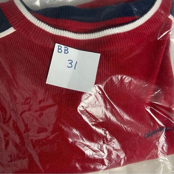 Calvin Klein Men’s Y2K Red White Blue Ribbed Knit Sweater Casual Cozy Large - Picture 12 of 12